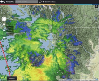 WunderMap radar image of NW Washington & SW BC
